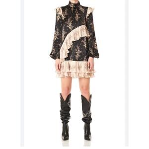 Amur Silk Devin Dress Sz 6 Whimsigoth Floral Romantic Cottage Ruffle Victorian